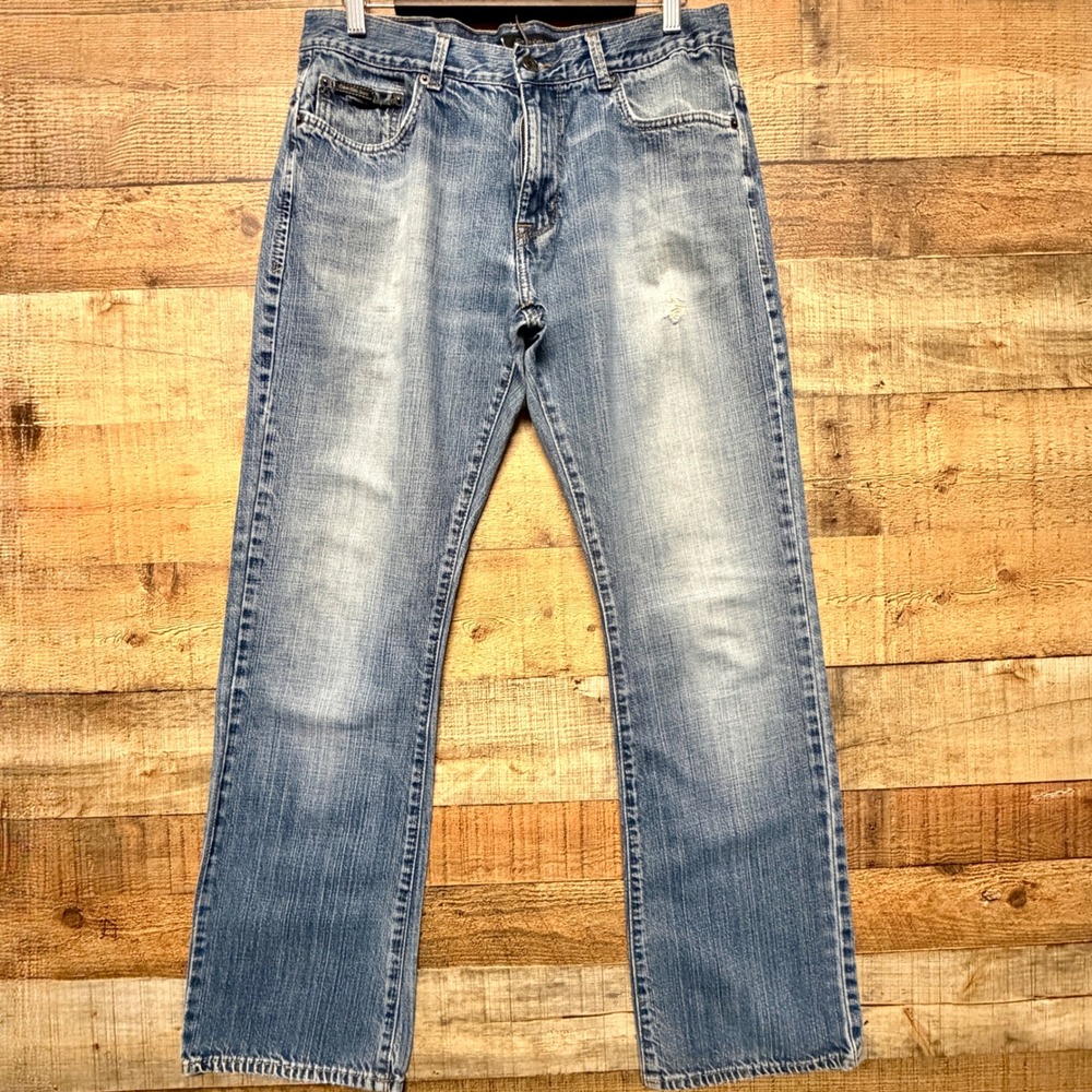 Calvin Klein Jeans Mens 33x29.5 Light Wash Bootcut Denim Blue Jeans